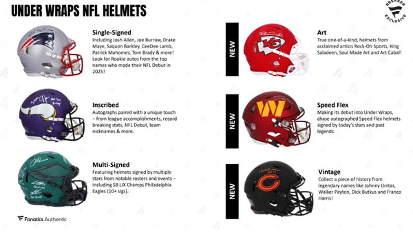 american football helmet wraps 2025 Fanatics Under Wraps Autograph Helmet Volume II