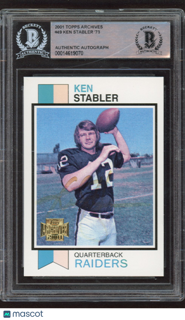 2001 Topps Archives Ken Stabler 73 #49 BGS Authentic