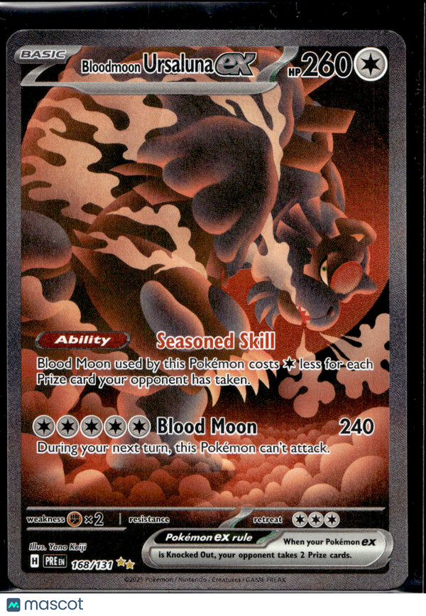 2025 Pokemon Scarlet & Violet Prismatic Bloodmoon Ursaluna EX #168/131