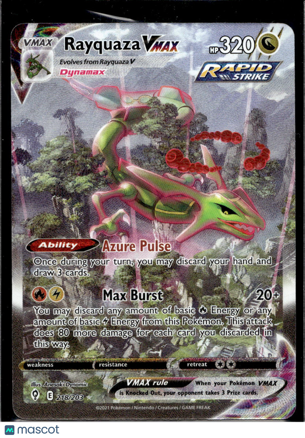 2021 Evolving Skies Rayquaza VMAX #218/203 Alternative Art FA