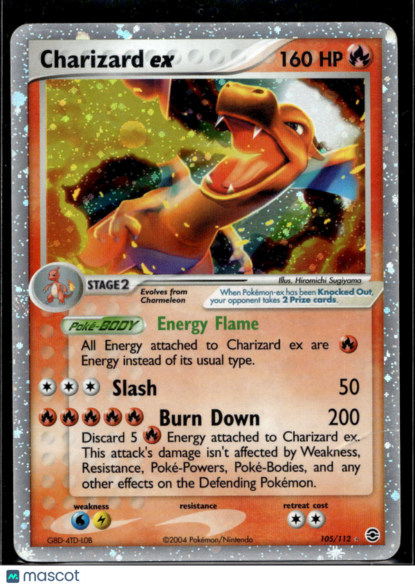 2004 EX FireRed & LeafGreen Charizard EX #105/112 Damaged Bend On Bottom Right