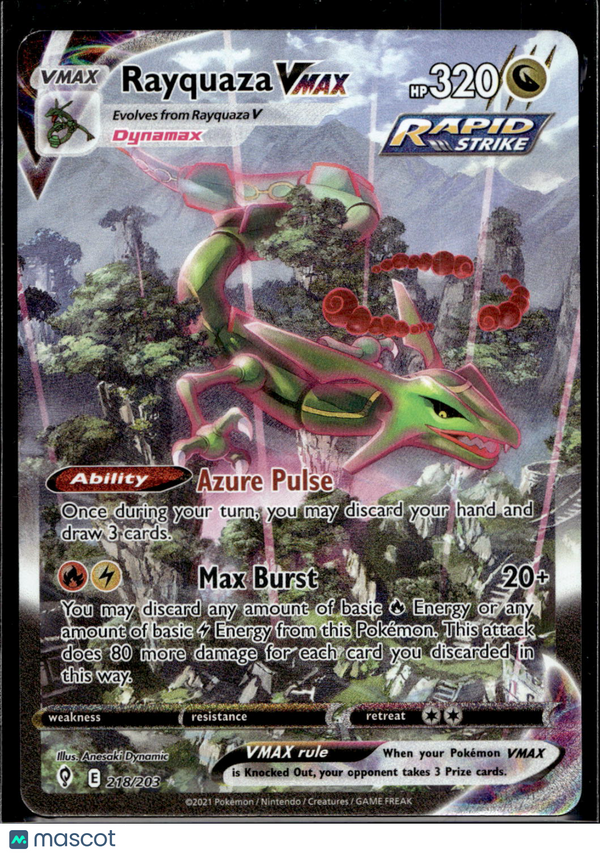 2021 Evolving Skies Rayquaza VMAX #218/203 Alternative Art