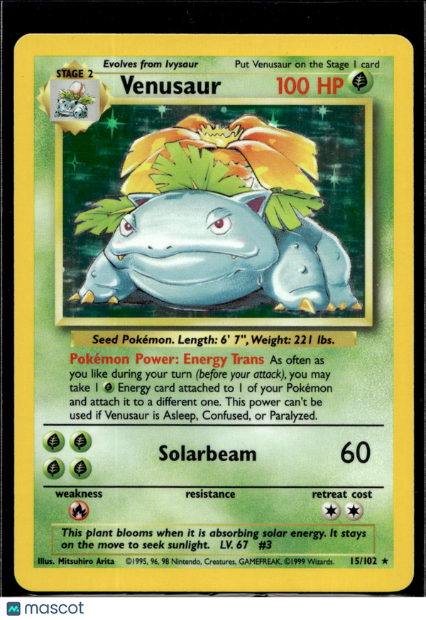 1999 Base Set Venusaur #15/102 Holo