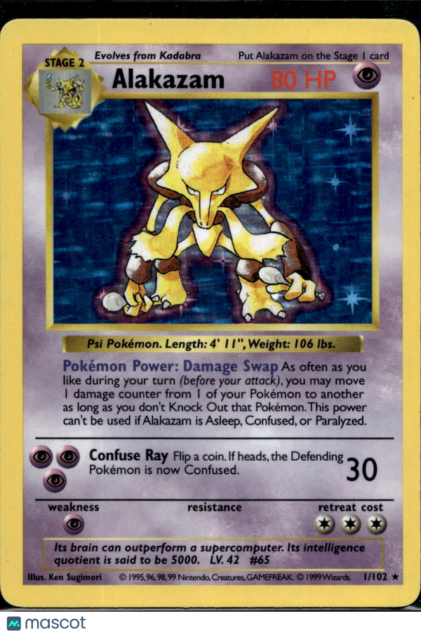 1999 Base Set Alakazam #1/102 Holo