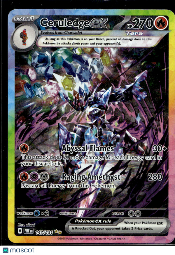 2025 Pokemon Scarlet & Violet Prismatic Evolutions Ceruledge EX #147/131