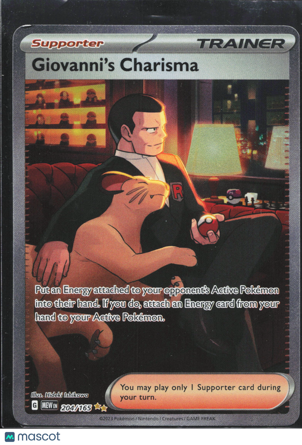 2023 Pokemon Scarlet & Violet Paldea Evolved Giovanni's Charisma #204/165