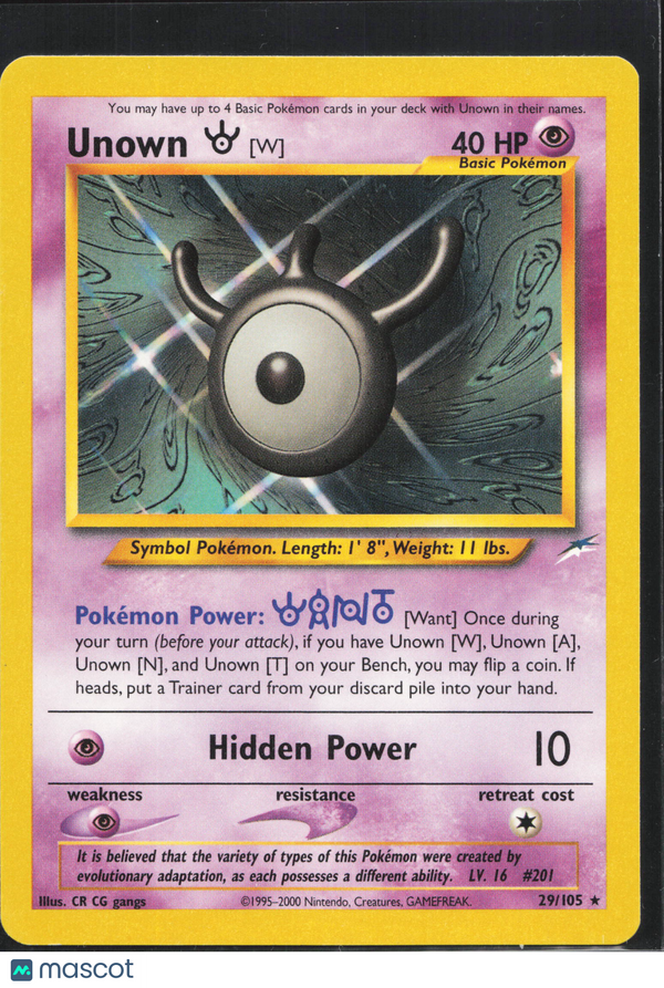 2000 Neo Genesis Unown [W] #29/105