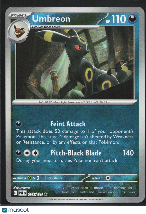 2025 Pokemon Scarlet & Violet Prismatic Evolutions Umbreon #59/131