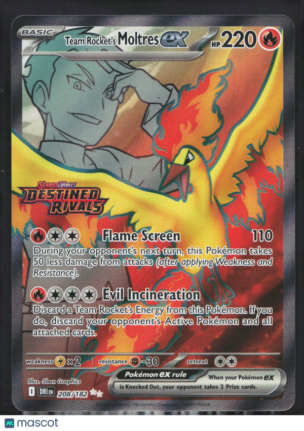2025 Destined Rivals Team Rocket's Moltres EX #208/182 FA