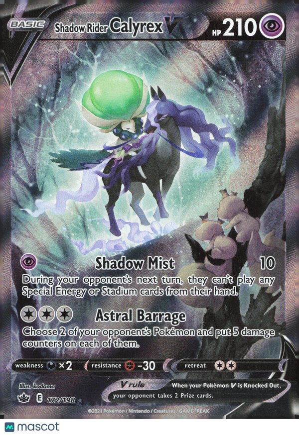 2021 Chilling Reign Shadow Rider Calyrex V #172/198
