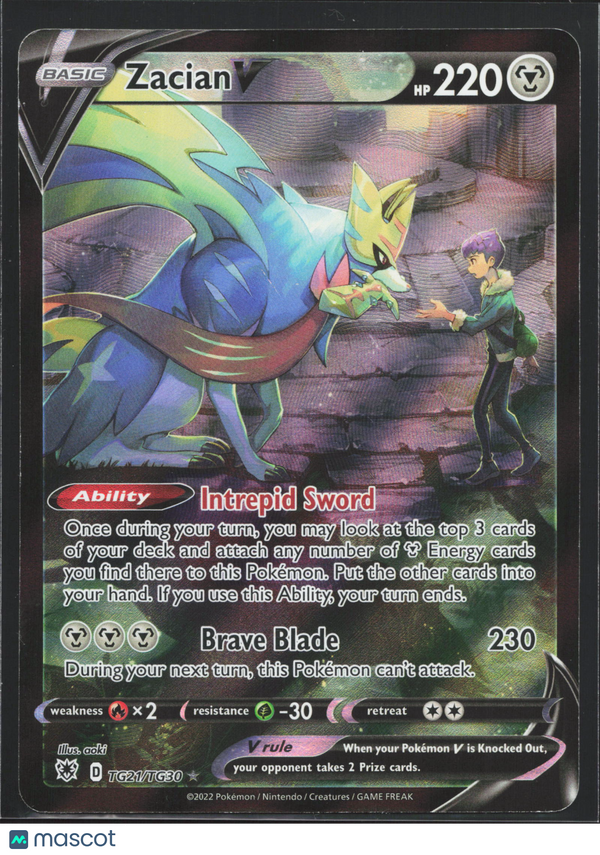 2022 Swsh10: Astral Radiance Zacian V #TG21/TG30