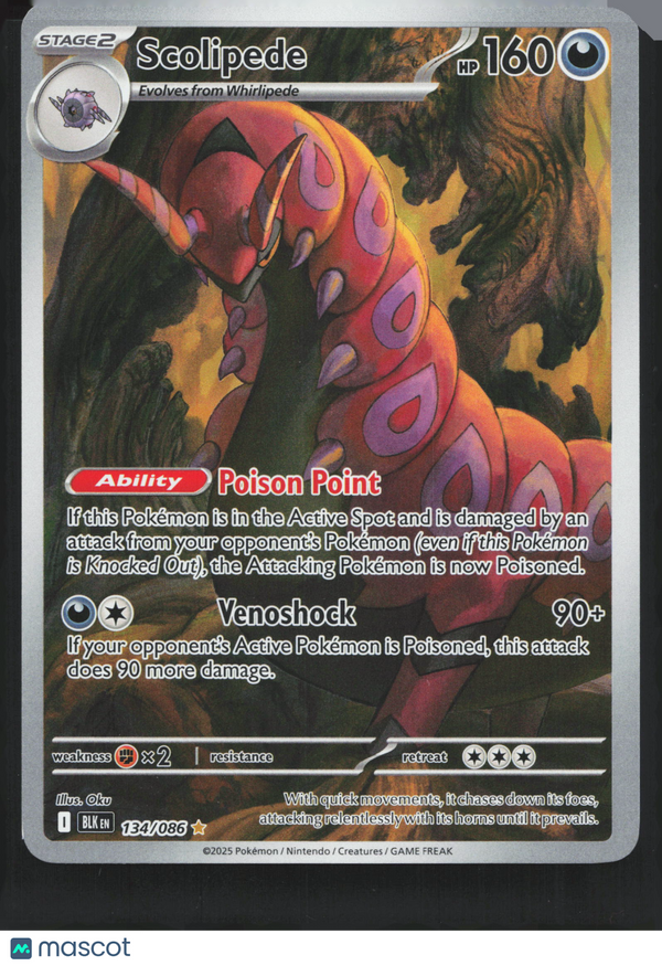 2025 Pokemon Scarlet & Violet Black Bolt Scolipede #134/86