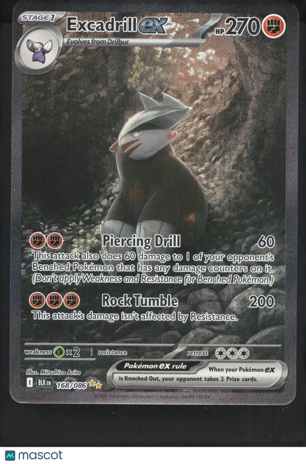 2025 Pokemon Scarlet & Violet Black Bolt Excadrill EX #168/86