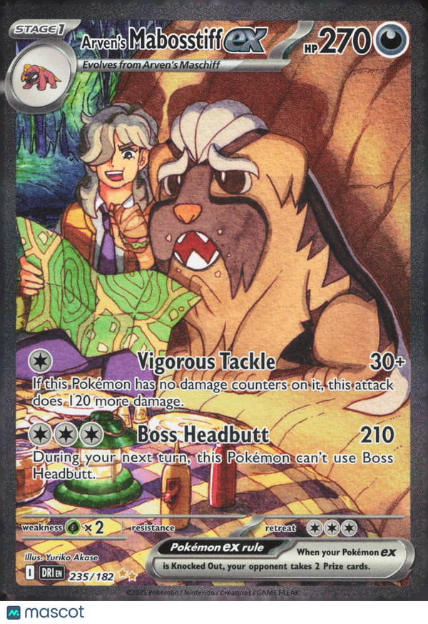 2025 Pokemon Scarlet & Violet White Flare Arven's Mabosstiff EX #235/182