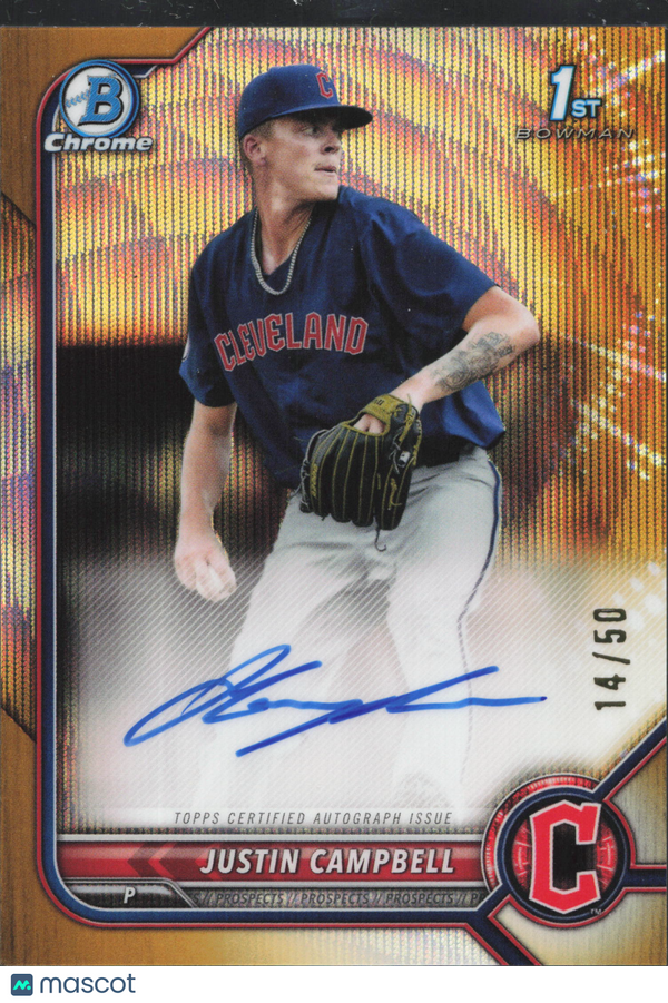2022 Bowman Draft Chrome Justin Campbell #CDA-JCL Gold Refractor