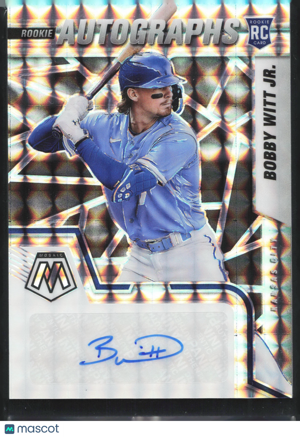 2022 Panini Mosaic Baseball Rookie Autographs Bobby Witt Jr. #RAM-ZS Silver Hyper