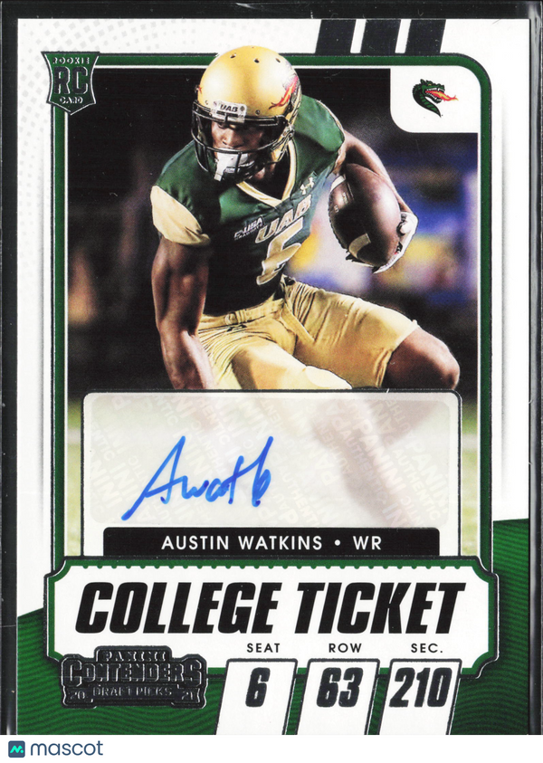 2021 Panini Contenders Draft Picks Austin Watkins #170 College Ticket