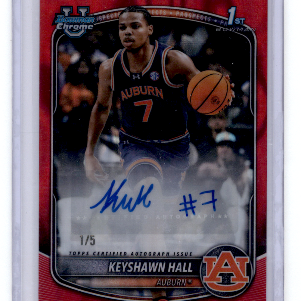 2025 Bowman Chrome University Basketball Keyshawn Hall #CPA-KH Red Refractor /5