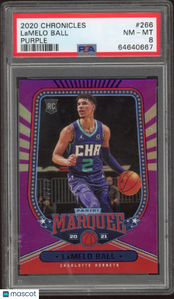 2020 Panini Chronicles Lamelo Ball #266 Purple PSA 8