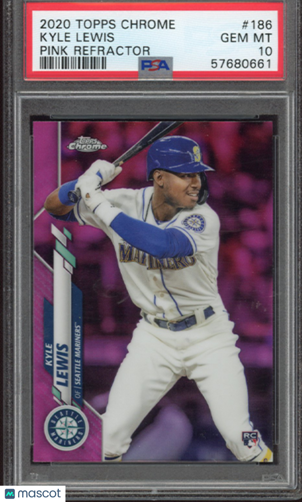 2020 Topps Chrome Kyle Lewis #186 Pink Refractor PSA 10