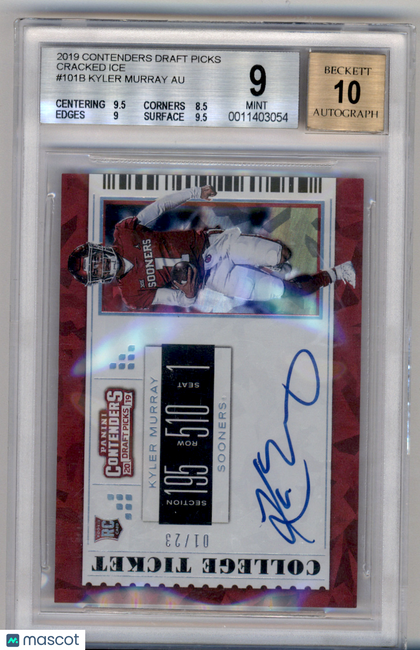 2019 Panini Contenders Draft Picks Cracked Ice Kyler Murray #101B BGS 9