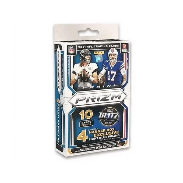 2021 Panini Prizm Football Trading Cards Hanger Box (Light Blue Prizms)