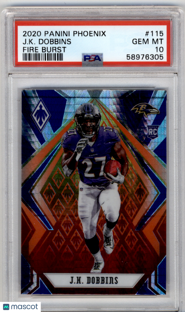 2020 Panini Phoenix J. K. Dobbins #115 Fire Burst PSA 10