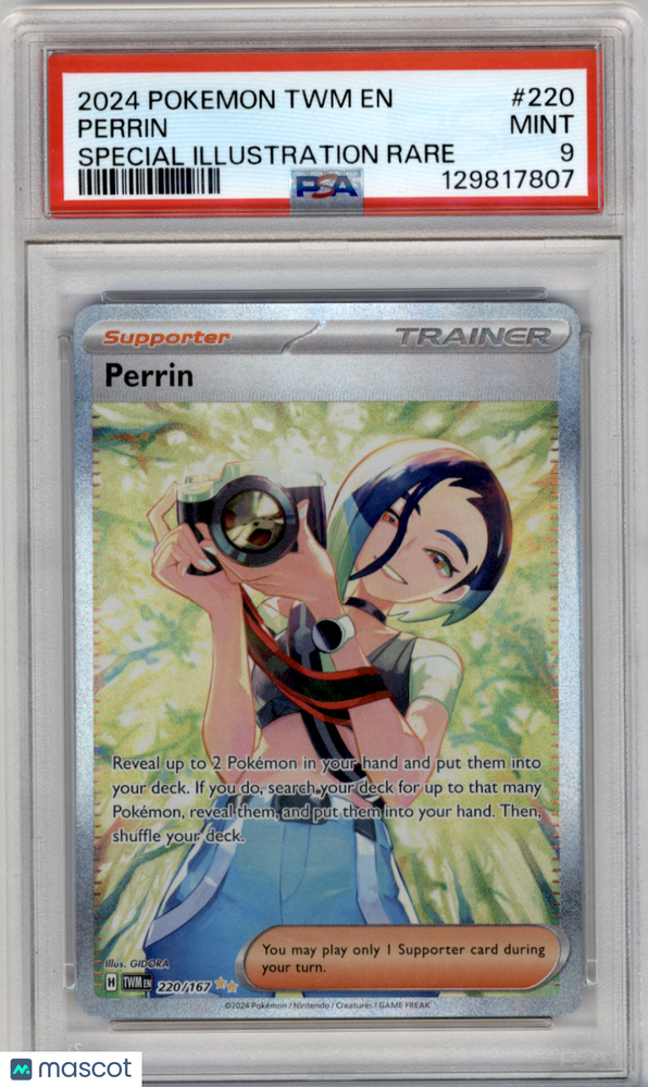 2024 Pokemon TWM EN-Twilight Masquerade Perrin #220 Special Illustration Rare PSA 9