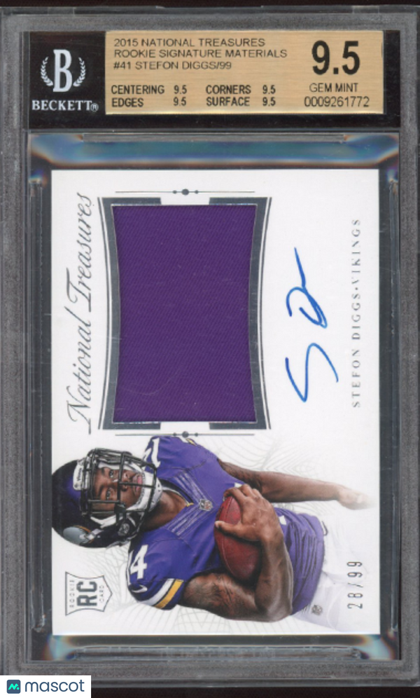 2015 Panini NT Rookie Signature Materials Stefon Diggs #41 BGS 9.5