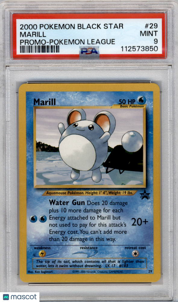 2000 Pokemon Promo Black Star Marill #29 Promo-Pokemon League PSA 9