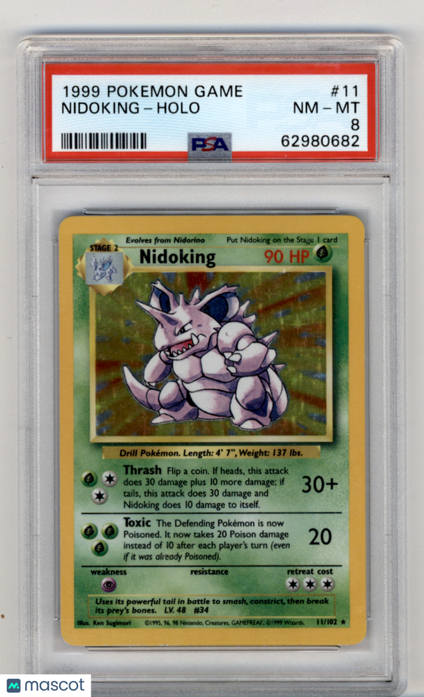 1999 Pokemon Game Nidoking #11 PSA 8