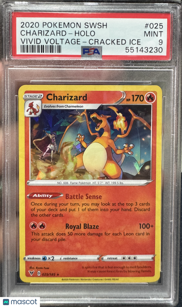 2020 Pokemon Sword & Shield Vivid Voltage Charizard #025 Vivid Voltage-Cracked Ice PSA 9