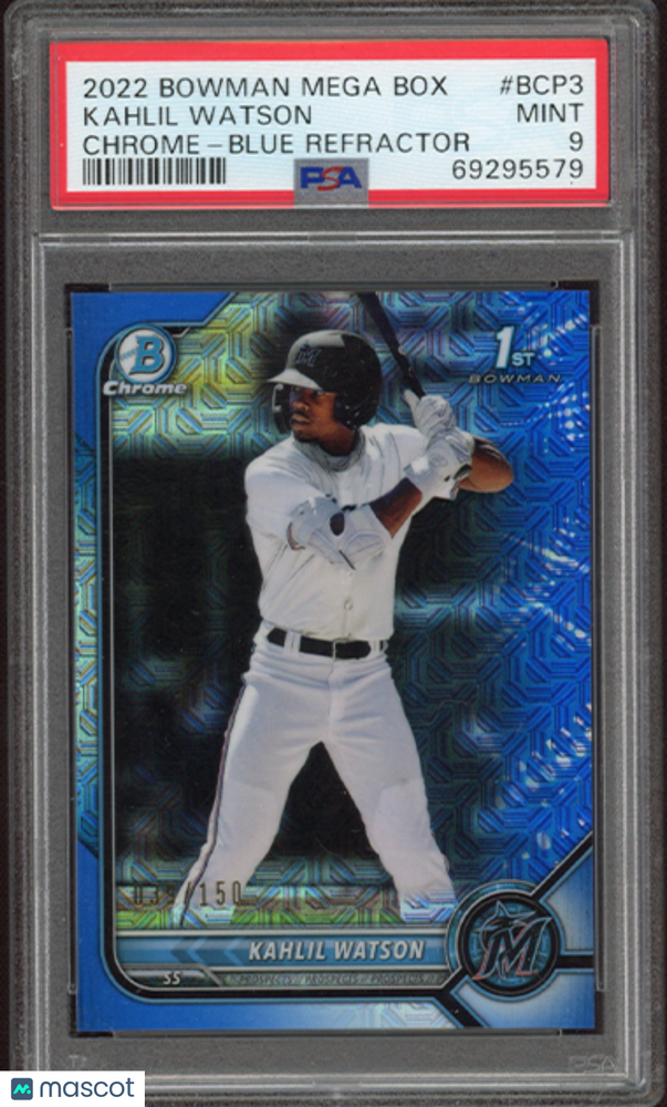 2022 Bowman Mega Box Chrome Kahlil Watson #3 Blue Refractor PSA 9