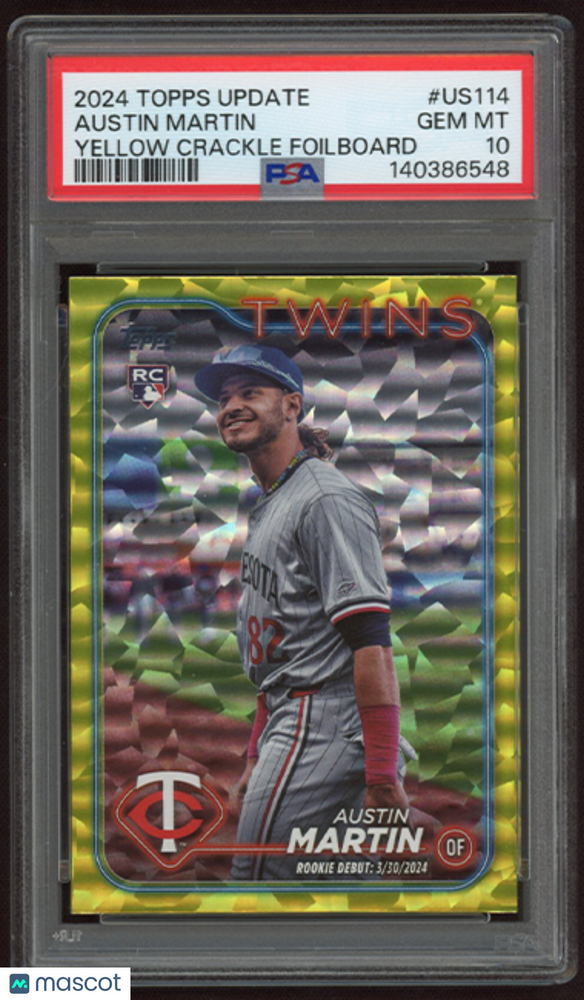 2024 Topps Update Austin Martin #US114 Yellow Crackle Foilboard PSA 10