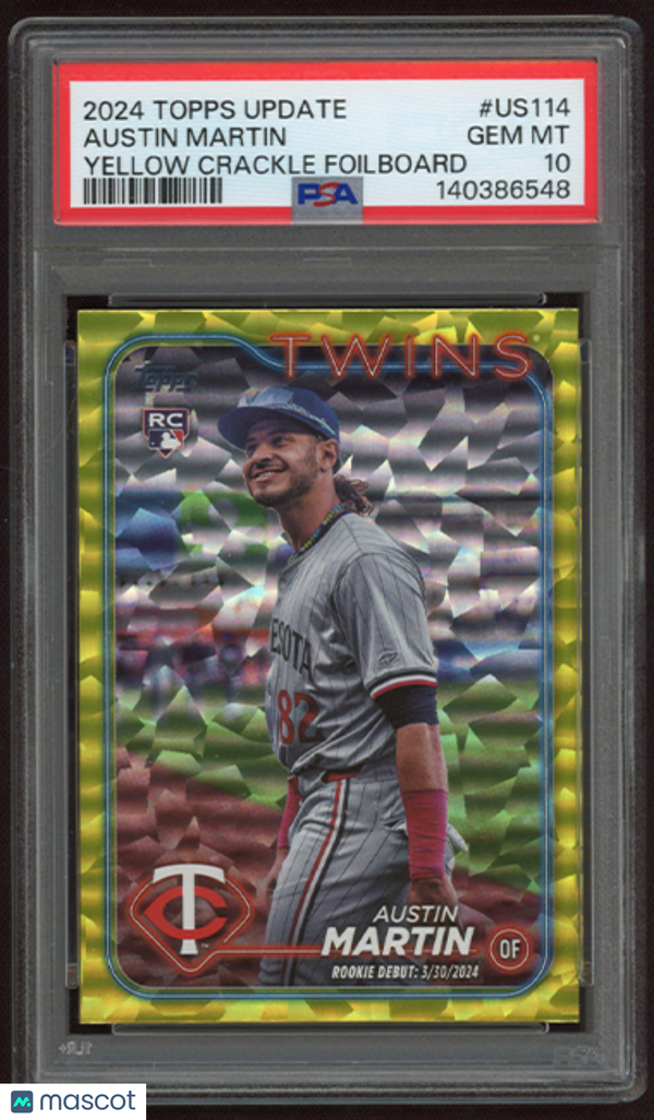 2024 Topps Update Austin Martin #US114 Yellow Crackle Foilboard PSA 10