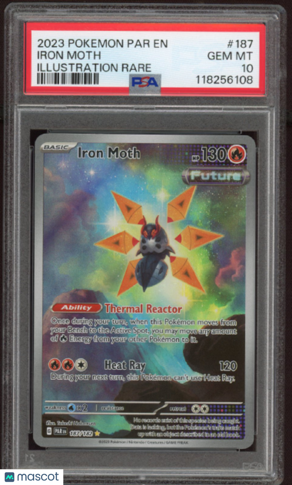 2023 Pokemon Par EN-Paradox Rift Iron Moth #187 Illustration Rare PSA 10