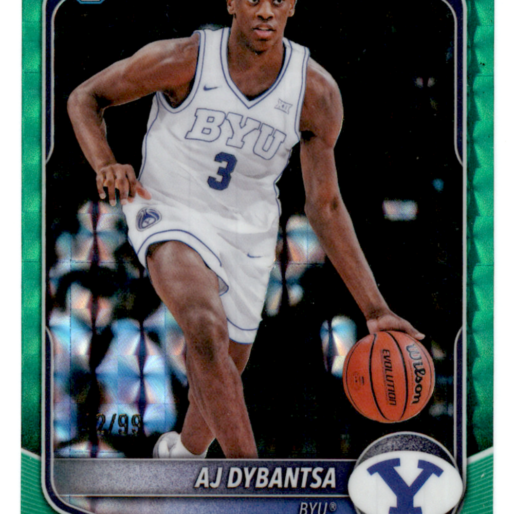 2025 Bowman University Chrome Basketball AJ Dybantsa #BCP-1 Grn Shimmer Re.frac