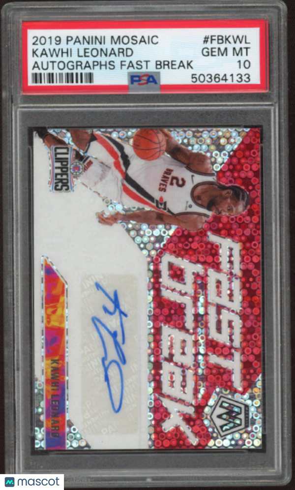 2019 Panini Mosaic Autographs Fast Break Kawhi Leonard #FBKWL PSA 10