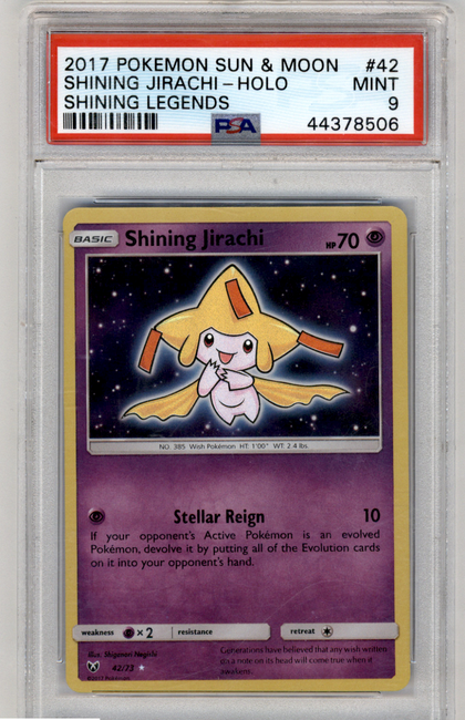 2017 Pokemon Sun & Moon Shining Legends Shining Jirachi #42 Shining Legends PSA 9