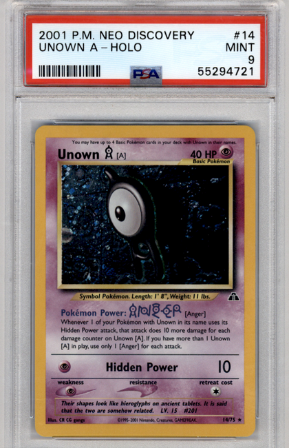 2001 Pokemon Neo Discovery Unown A #14 PSA 9