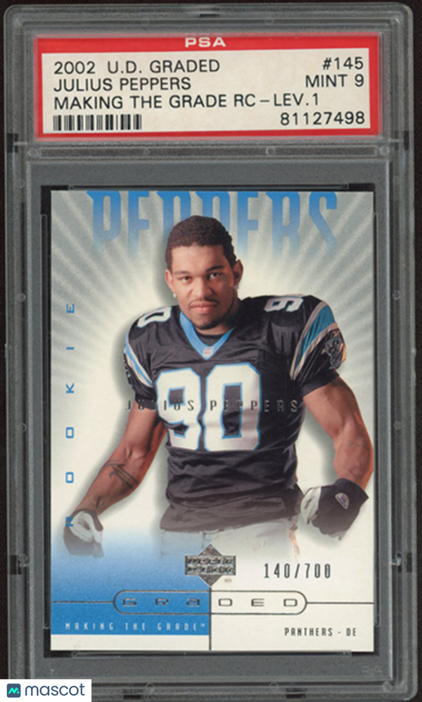 2002 Upper Deck Graded Julius Peppers #145 Making The RC Lev. 1 PSA 9