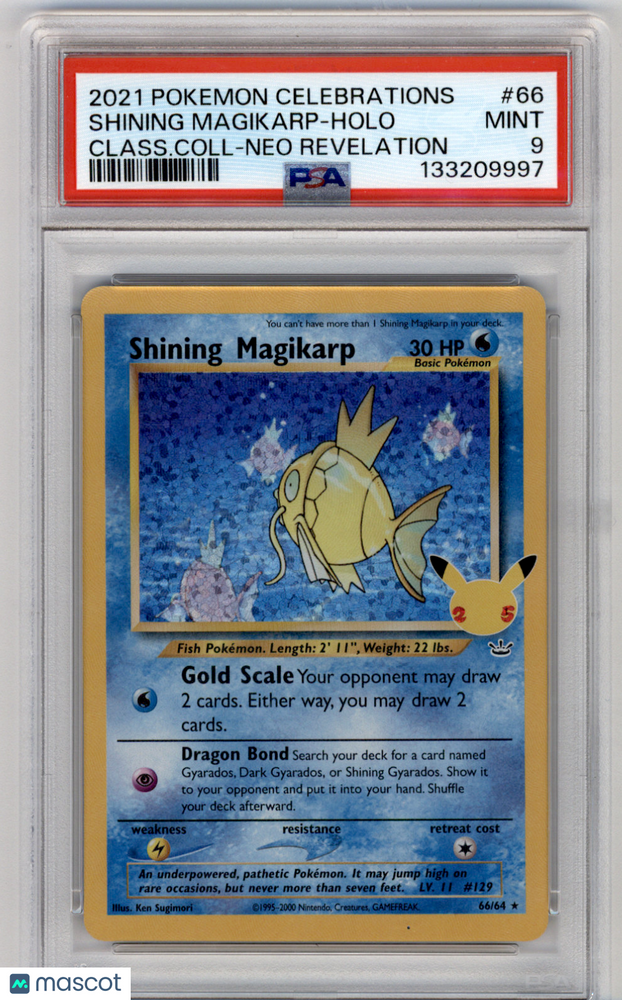 2021 Pokemon Celebrations Classic Collection Shining Magikarp #66 Class.Coll-Neo Revelation PSA 9