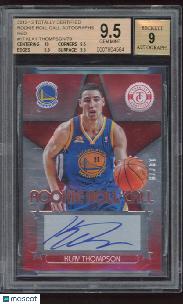 2012 Totally Certified Rookie Roll Call Autographs Red Klay Thompson #17 BGS 9.5