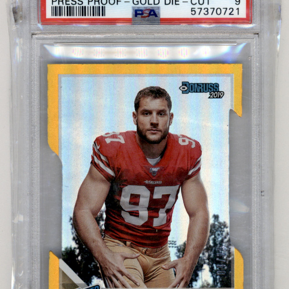 2019 Panini Donruss Nick Bosa #318 Press Proof Gold Die Cut PSA 9