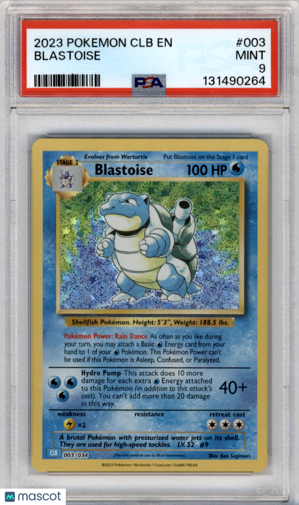 2023 Pokemon CLB-Trading Card Game Classic Blastoise & Suicune EX Deck Blastoise #003 PSA 9