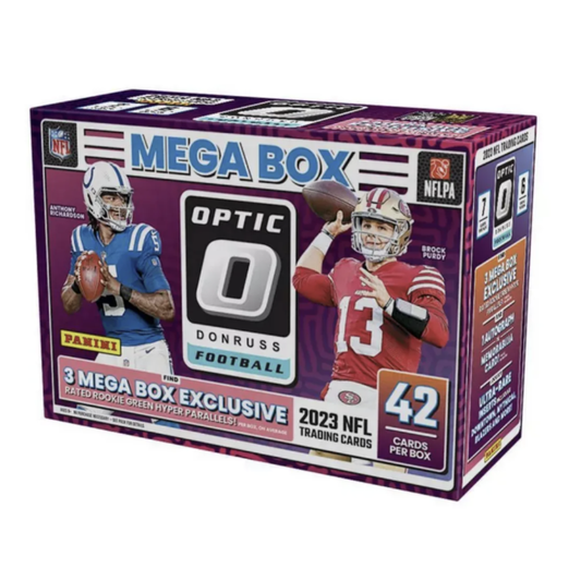 2023 Panini Donruss Optic NFL Football Trading Cards Mega Box Green Hyper