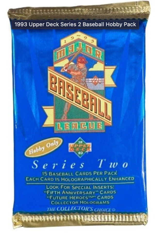1993 Upper Deck Baseball Series 2 Sealed Hobby Pack