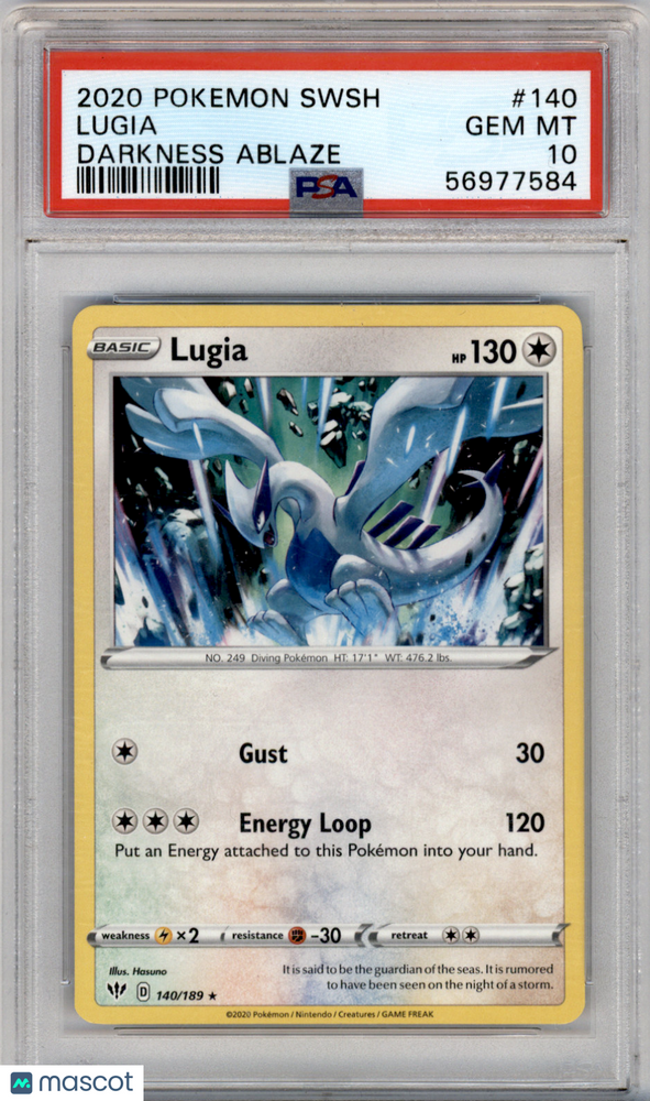 2020 Pokemon Sword & Shield Darkness Ablaze Lugia #140 Darkness Ablaze PSA 10