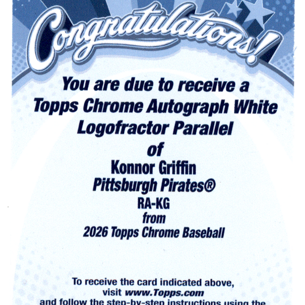 2026 Topps Chrome Baseball Konnor Griffin #RA-KG White Logofractor Redemption