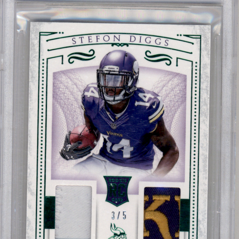 2015 Panini National Treasures Rookie Dual Materials Emerald Stefon Diggs #35 BGS 9.5